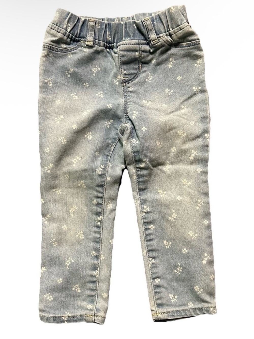 Toddler Girl Denim Gap Jegging Floral Print Size 2T Pull On Elastic Waist